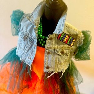 🔥🔥NEW DROP ALERT Custom Design Cropped FEARLESS tulle denim vest